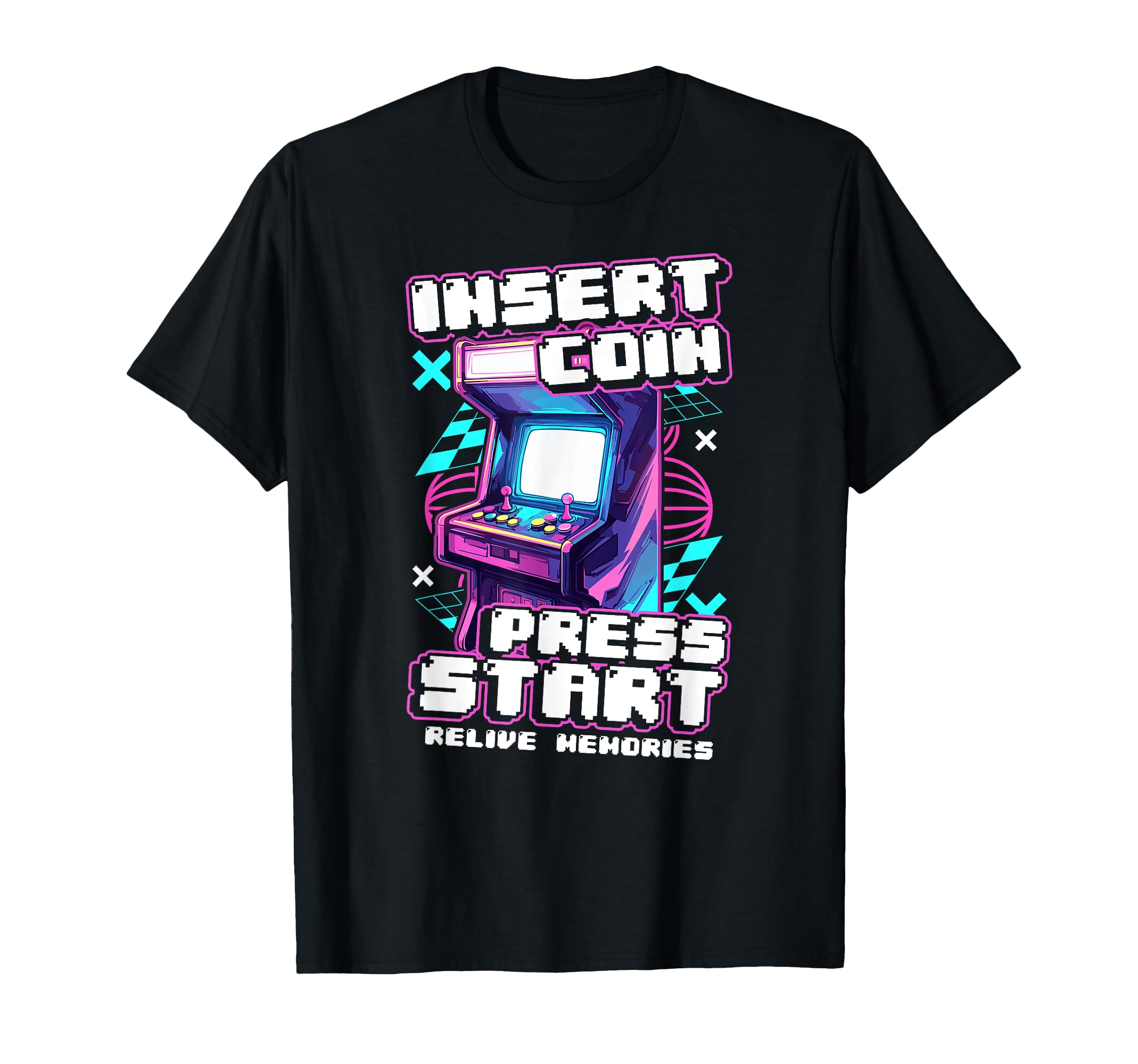 Arcade Machine Insert Coin Press Start T-Shirt - Trendy Graphic Unisex - T-Shirt, Sweatshirt, Hoodie