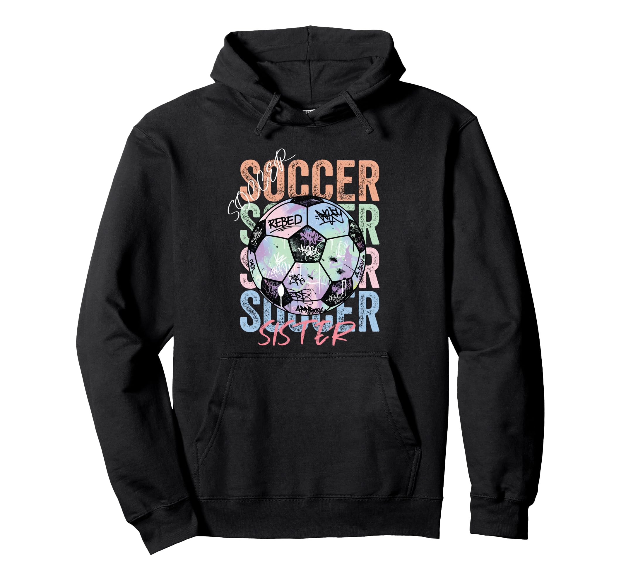 Colorful Soccer Sister Ball Distressed Hoodie - Minimalist Print Men Women - T-Shirt, Sweatshirt, Hoodie