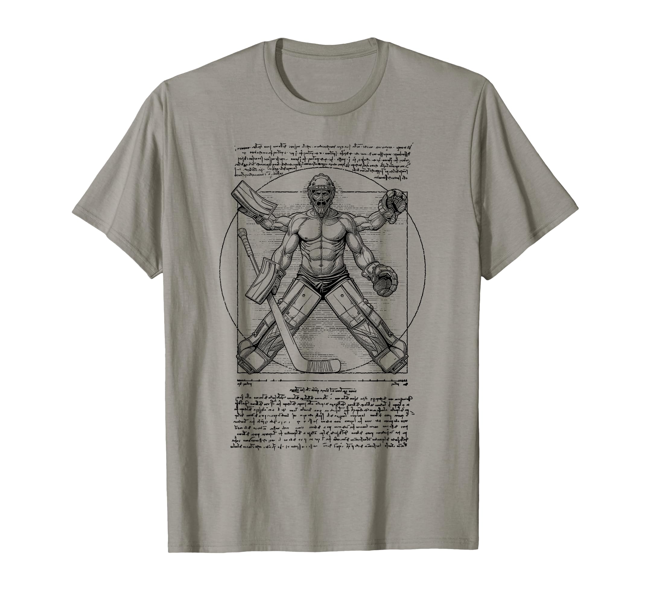 Ice Hockey Goalie Goalkeeper Vitruvian T-Shirt - Unique Graphic for Adults - T-Shirt, Sweatshirt, Hoodie