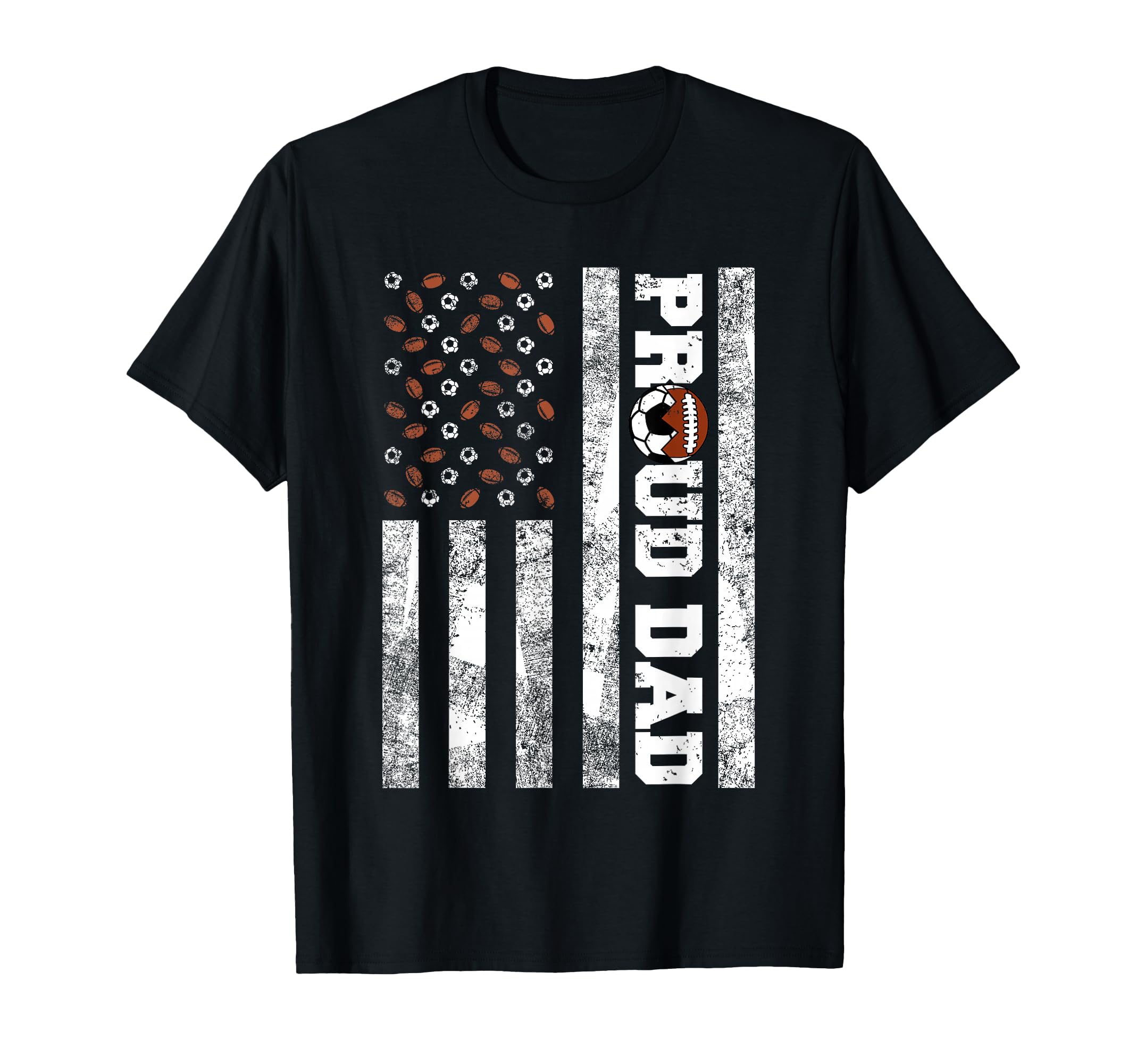 Proud Dad American Flag Funny Soccer T-Shirt - Minimalist Print for Adults - T-Shirt, Sweatshirt, Hoodie