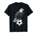 Black White Soccer Fan Bald Eagle Soccer T-Shirt - Graphic Print Unisex - T-Shirt, Sweatshirt, Hoodie