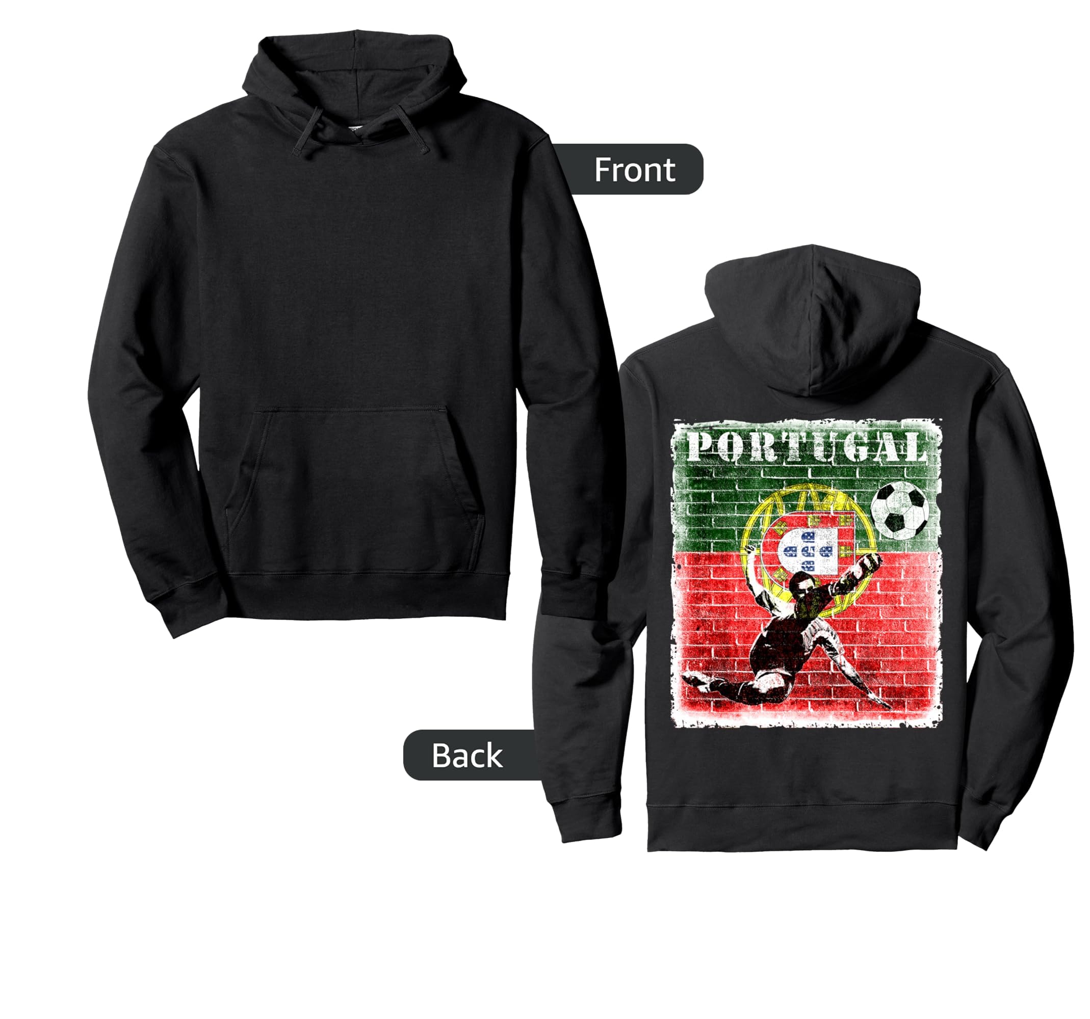 Portuguese Flag Soccer Football Hoodie - Custom Art Print Men Women - T-Shirt, Sweatshirt, Hoodie