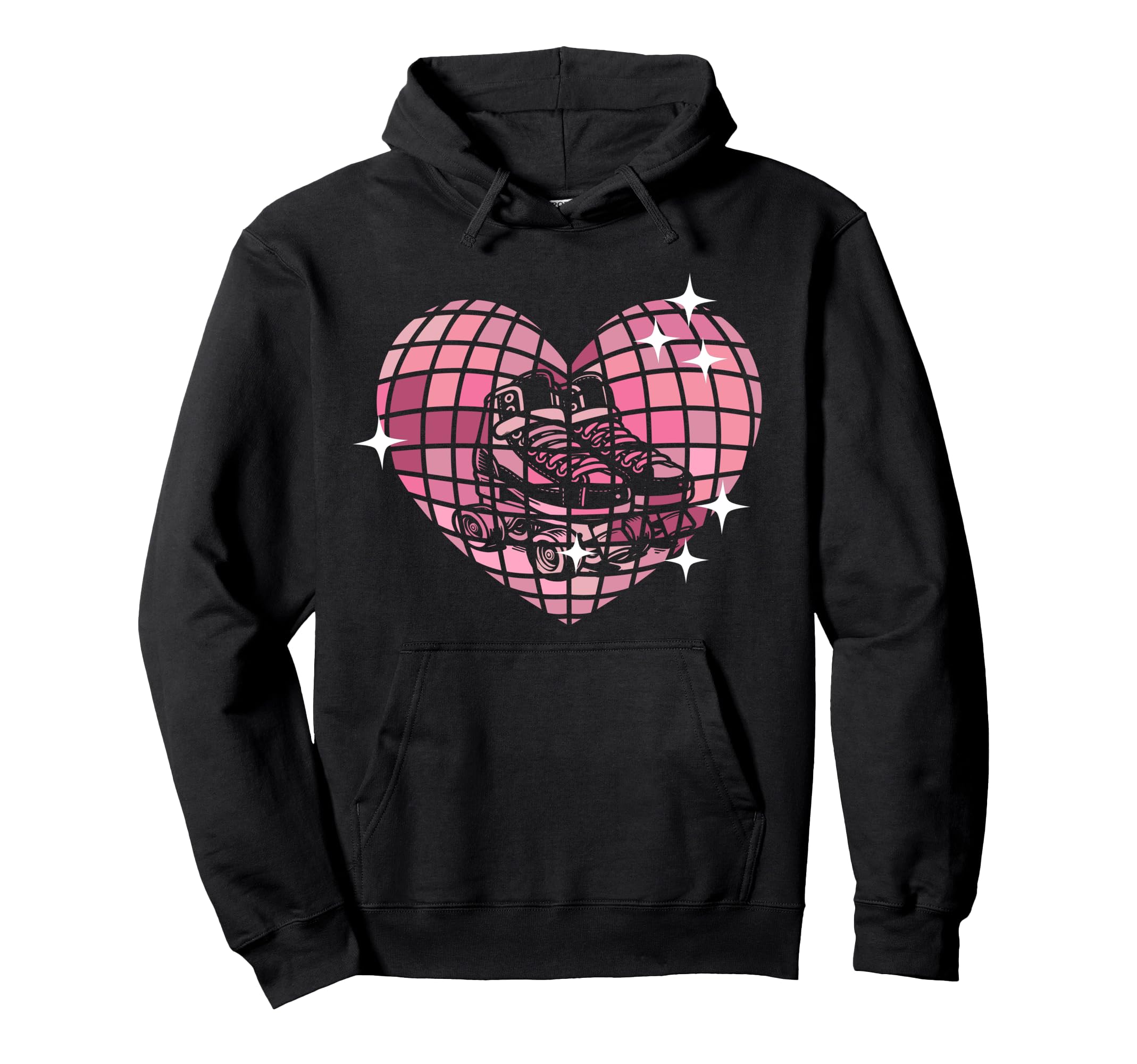 Roller Skating Skate 1970S Disco Ball Heart Hoodie - Novelty Apparel Unisex - T-Shirt, Sweatshirt, Hoodie