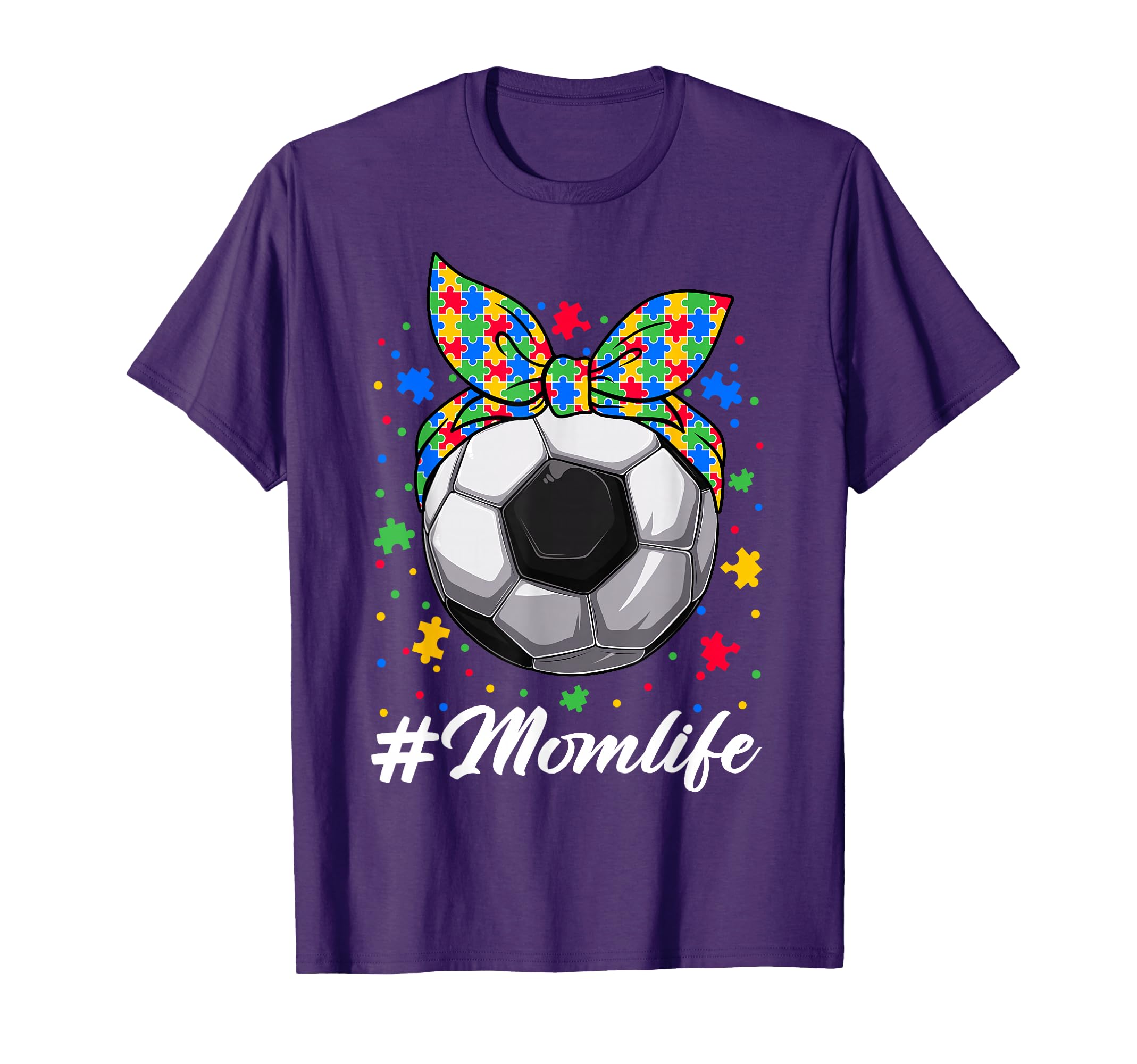 Messy Bun Soccer Ball Puzzle Asd Mom Life T-Shirt - Trendy Graphic Unisex - T-Shirt, Sweatshirt, Hoodie