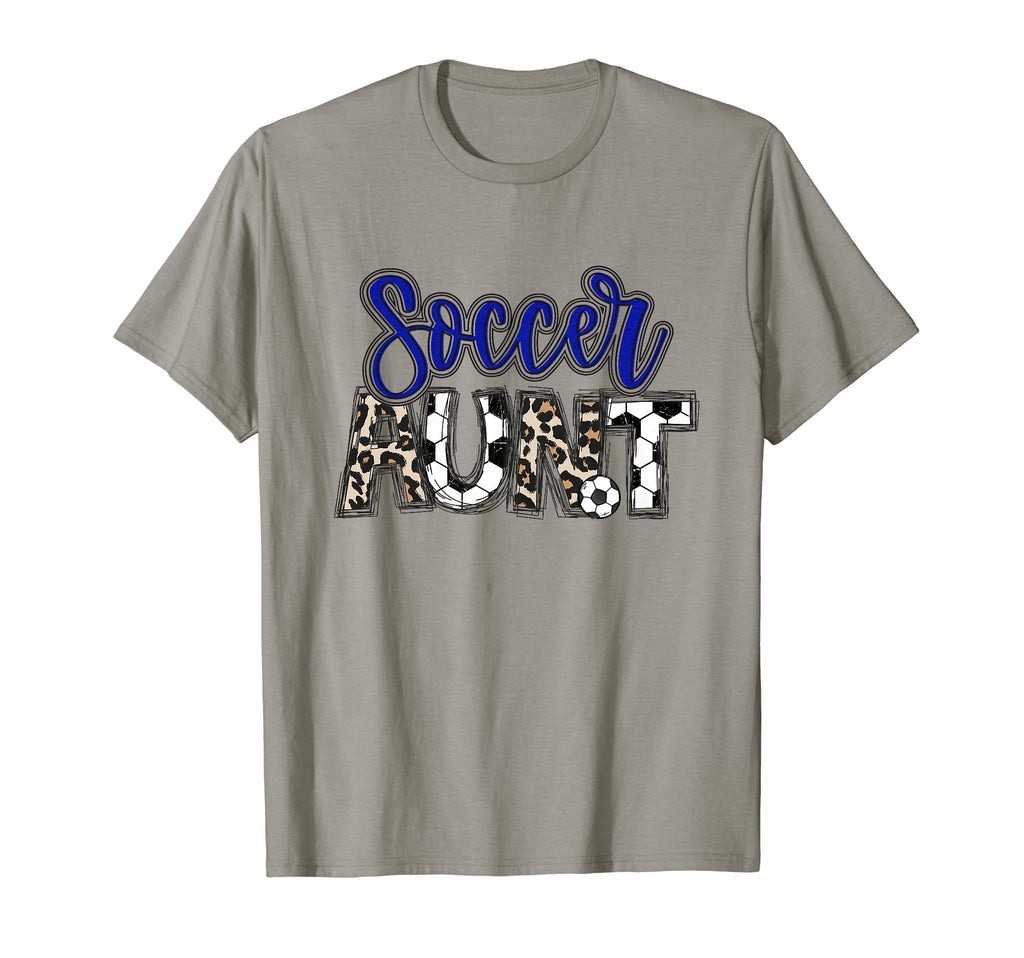 Soccer Aunt Leopard Blue Soccer T-Shirt - Casual Everyday Wear Unisex - T-Shirt, Sweatshirt, Hoodie