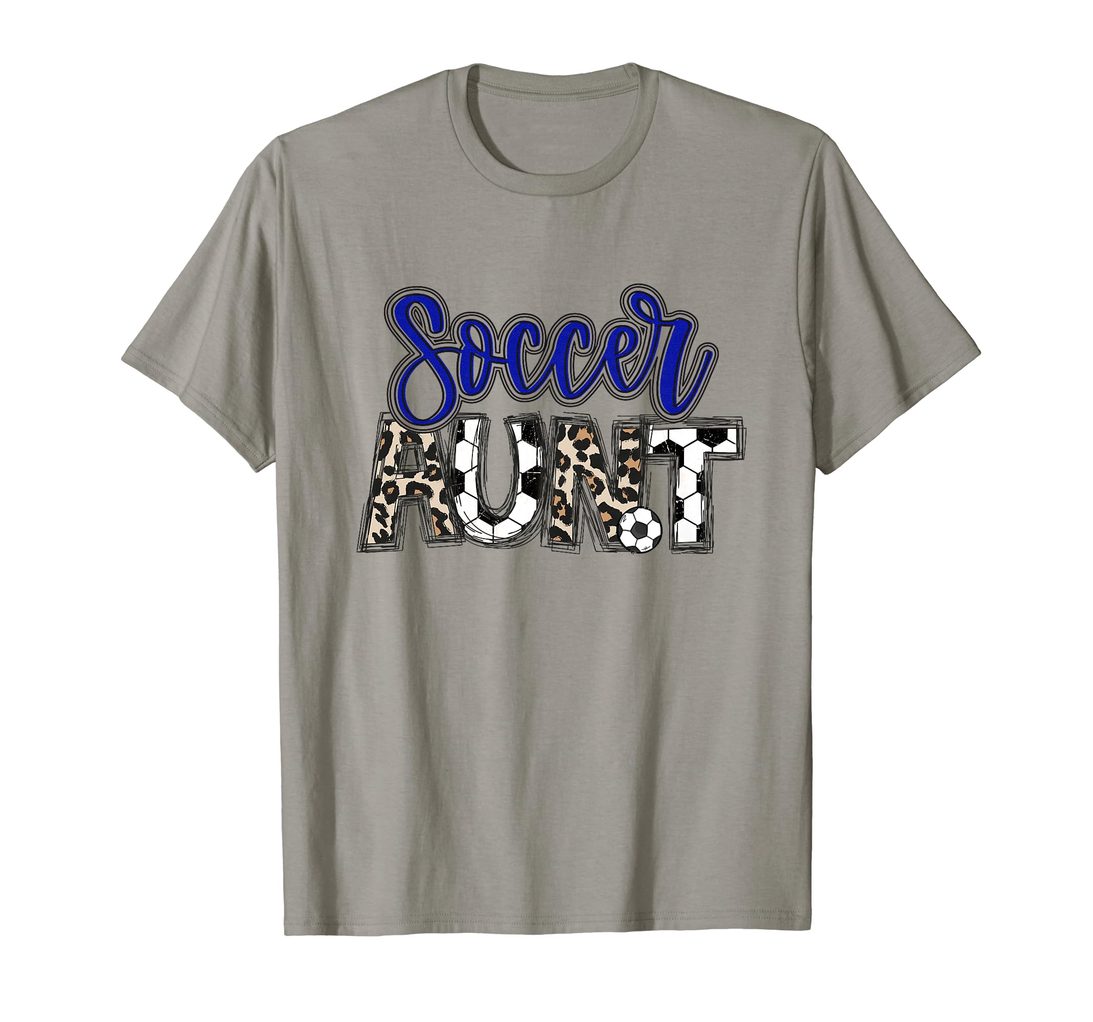 Soccer Aunt Leopard Blue Soccer T-Shirt - Casual Everyday Wear Unisex - T-Shirt, Sweatshirt, Hoodie