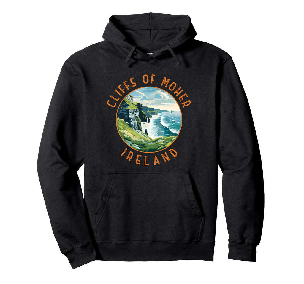 Cliffs Moher Ireland Distressed Circle Hoodie - Minimalist Print Men Women - T-Shirt, Sweatshirt, Hoodie