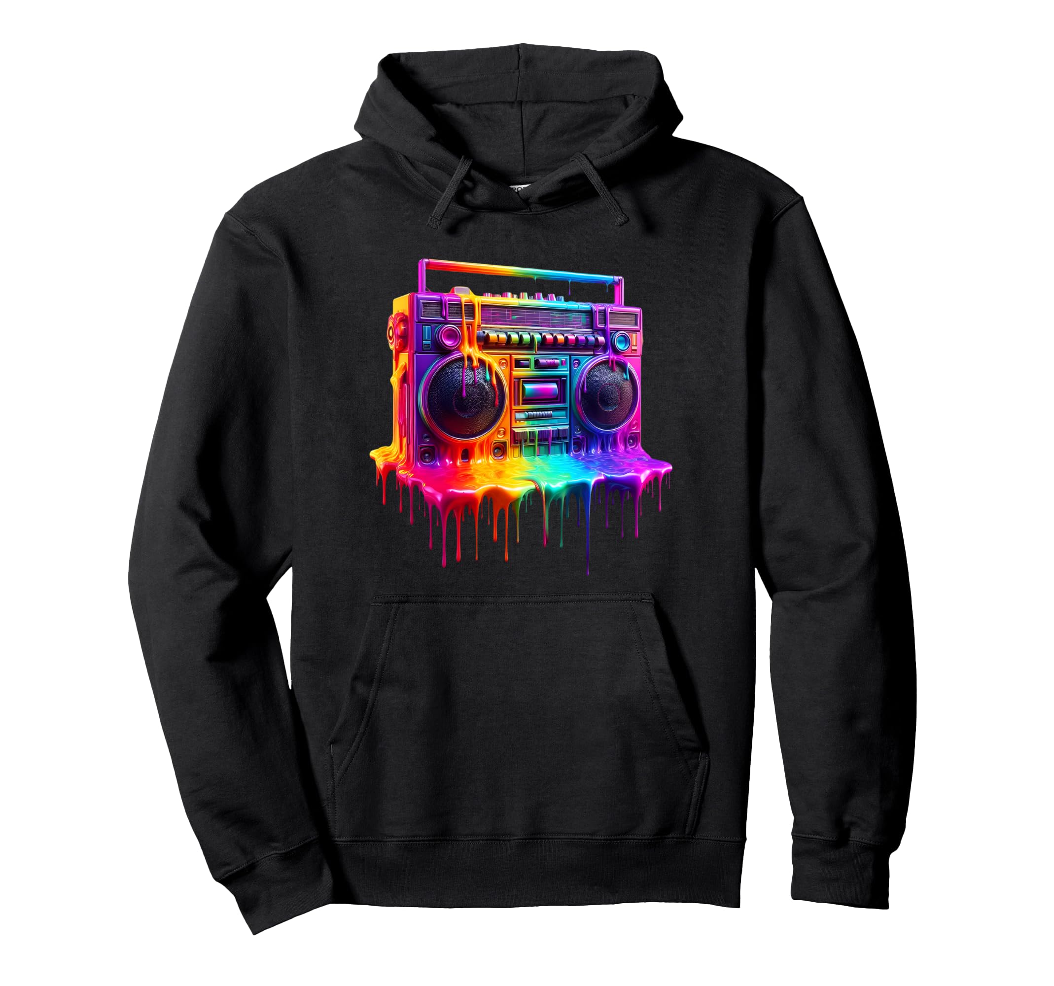 Dripping Paint Boombox Old School 80S Music Hoodie - Graphic Print Unisex - T-Shirt, Sweatshirt, Hoodie