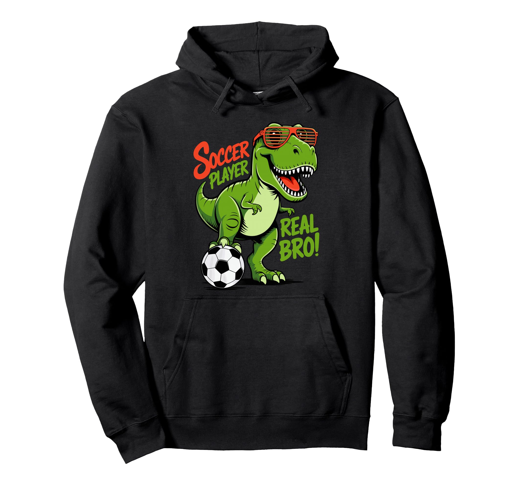 Dinosaur Soccer Fan Training Soccer T Rex Hoodie - Graphic Print for Adults - T-Shirt, Sweatshirt, Hoodie
