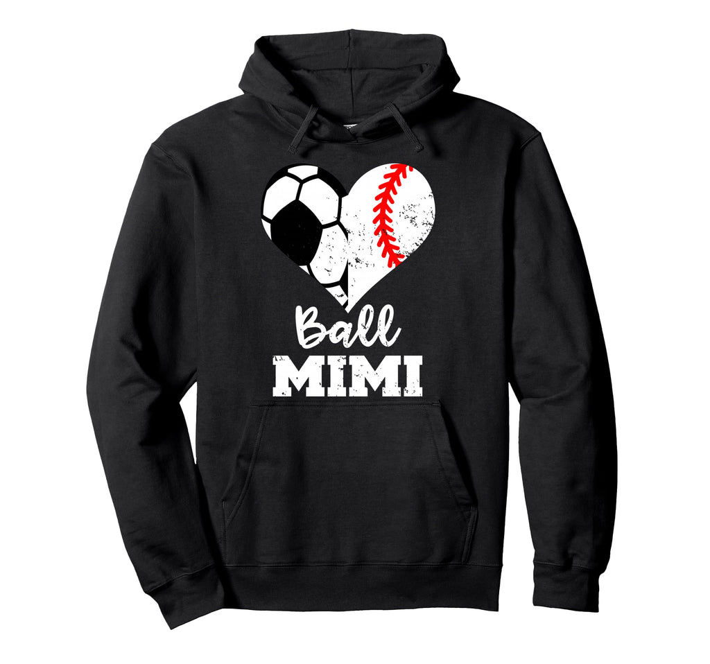 Ball Mimi Funny Soccer Baseball Heart Hoodie - Fun Novelty Design Men Women - T-Shirt, Sweatshirt, Hoodie
