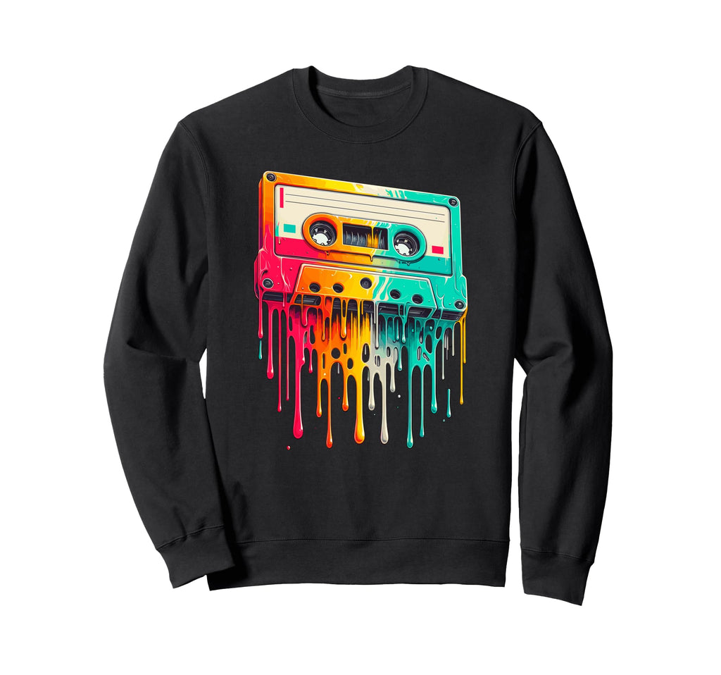 Dripping Paint Art Cassette Sweatshirt - Minimalist Print for Adults - T-Shirt, Sweatshirt, Hoodie
