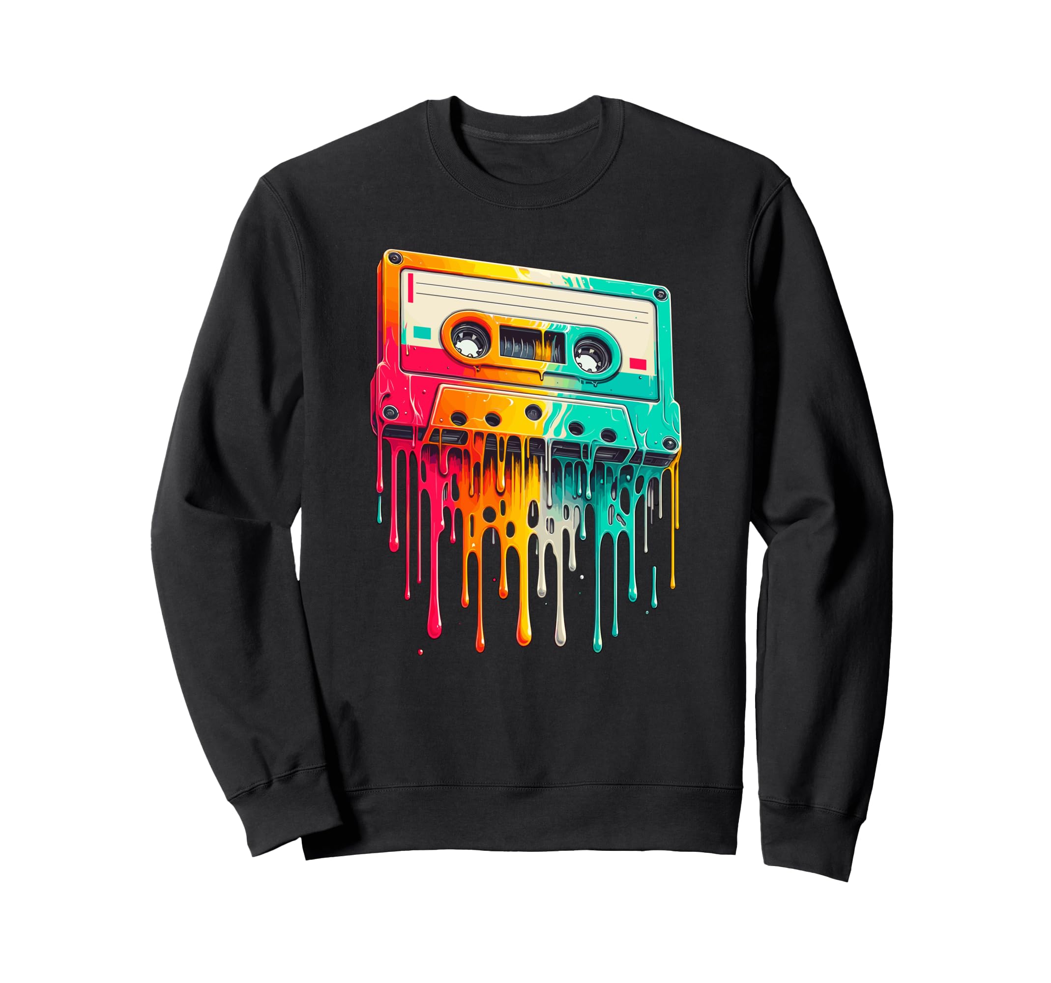 Dripping Paint Art Cassette Sweatshirt - Minimalist Print for Adults - T-Shirt, Sweatshirt, Hoodie