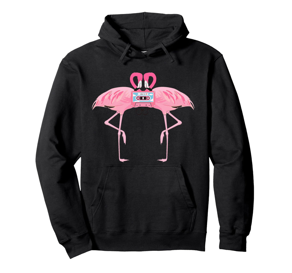 Flamingo Cassette Tape Nostalgic 80S Hoodie - Fun Novelty Design Men Women - T-Shirt, Sweatshirt, Hoodie