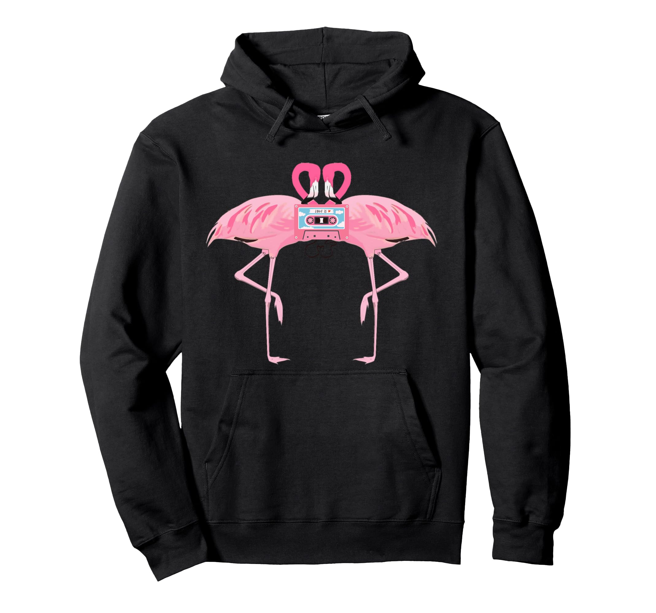 Flamingo Cassette Tape Nostalgic 80S Hoodie - Fun Novelty Design Men Women - T-Shirt, Sweatshirt, Hoodie