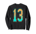Mint Green Teal Orange Number 13 Jersey Sweatshirt - Graphic Print Unisex - T-Shirt, Sweatshirt, Hoodie