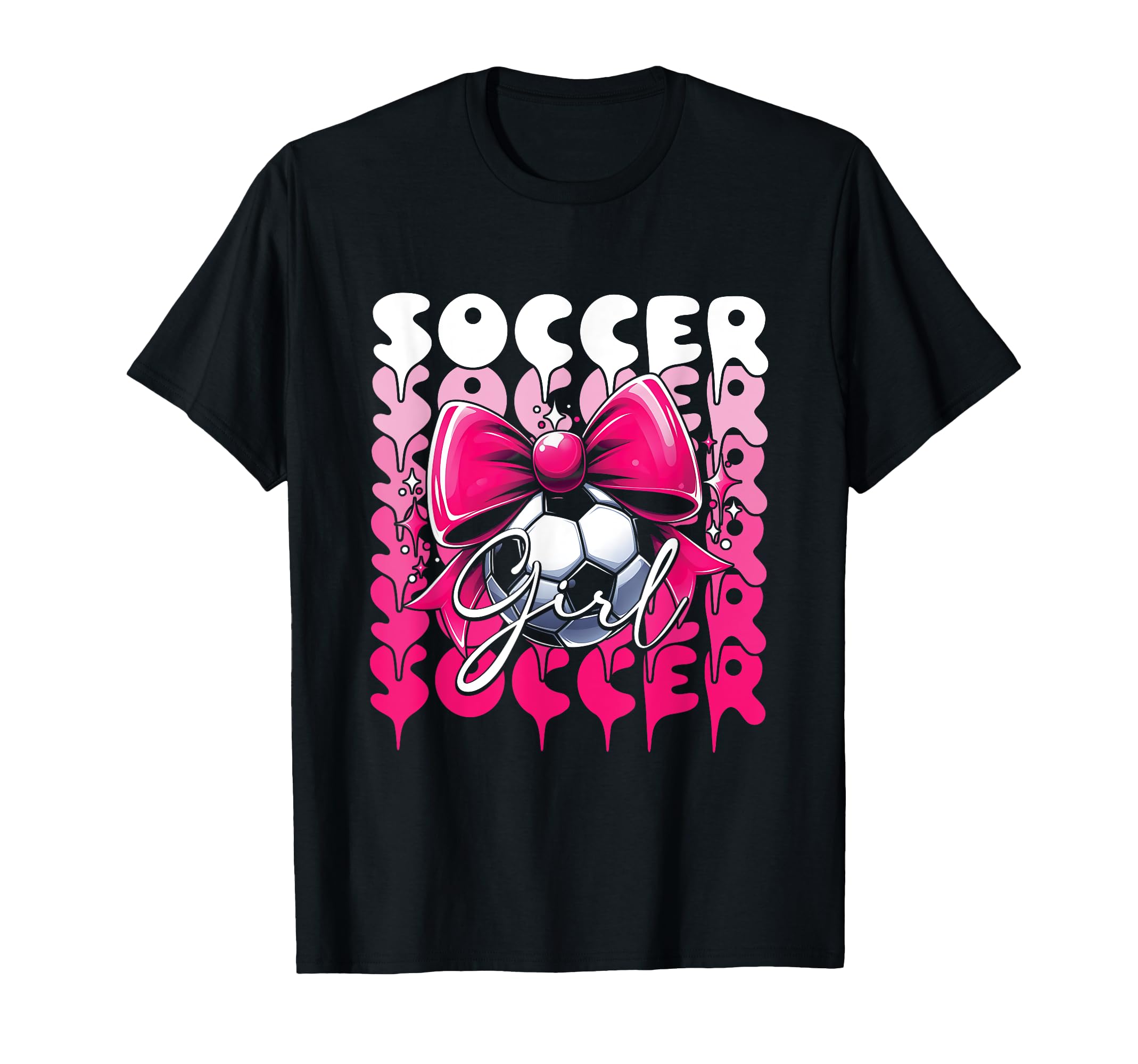 Groovy Soccer Coquette Bow Dripping Sport T-Shirt - Graphic Print Unisex - T-Shirt, Sweatshirt, Hoodie