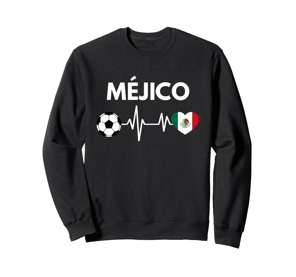 Mejico Flag Heartbeat Soccer Sweatshirt - Custom Art Print for Adults - T-Shirt, Sweatshirt, Hoodie