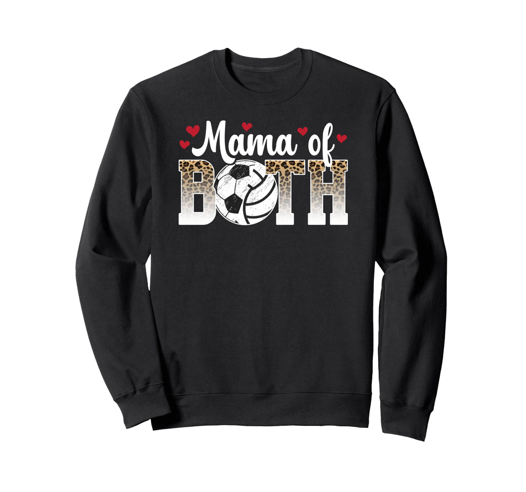 Mama Both Leopard Volleyball Soccer Sweatshirt - Graphic Print Men Women - T-Shirt, Sweatshirt, Hoodie