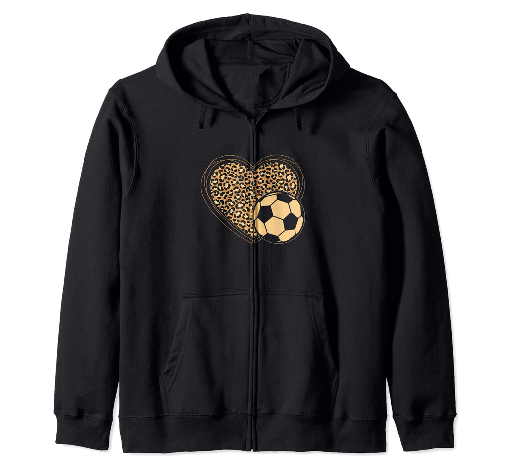 Leopard Heart Soccer Ball Soccer Sweatshirt - Graphic Print for Adults - T-Shirt, Sweatshirt, Hoodie