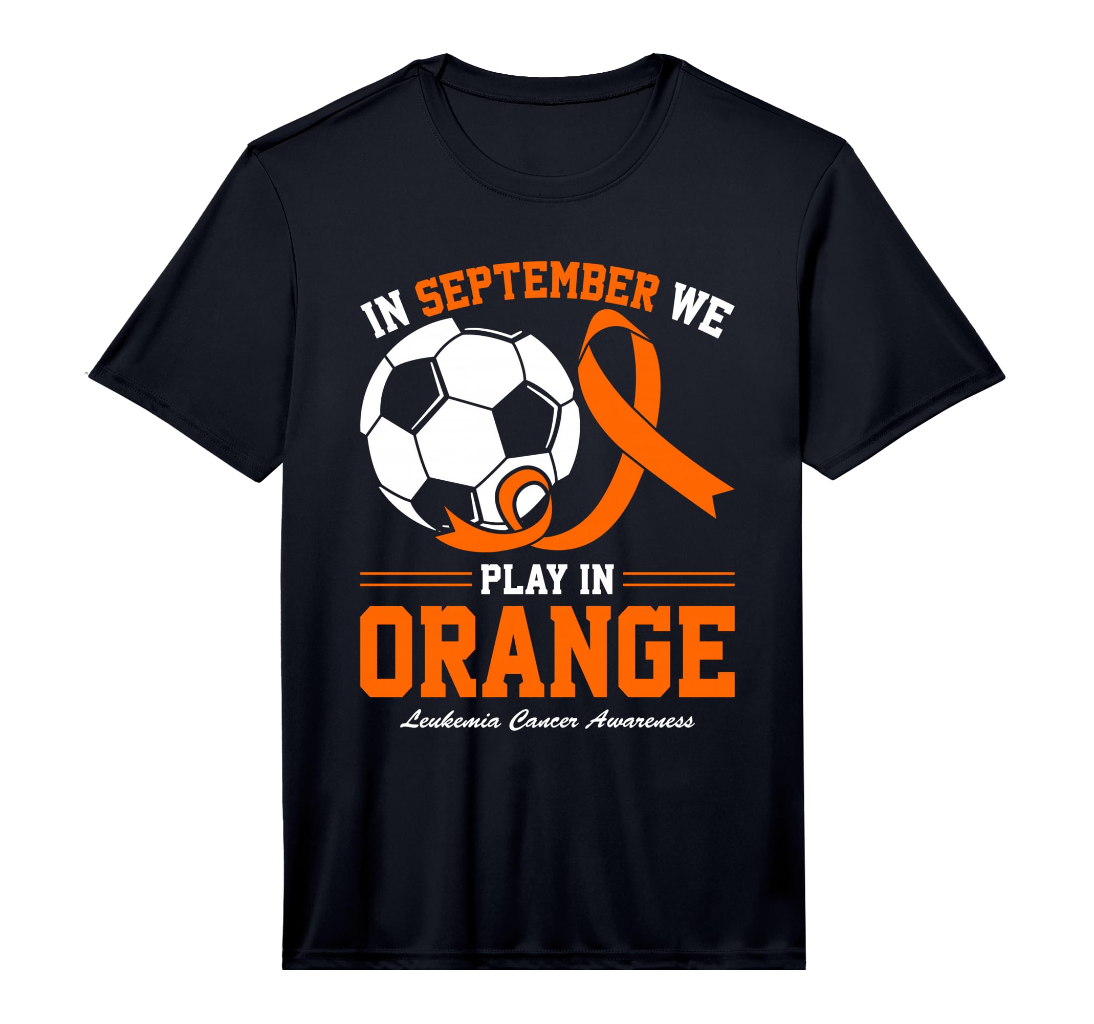 Mens Soccer Play Orange Leukemia Cancer T-Shirt - Aesthetic Graphic Unisex - T-Shirt, Sweatshirt, Hoodie
