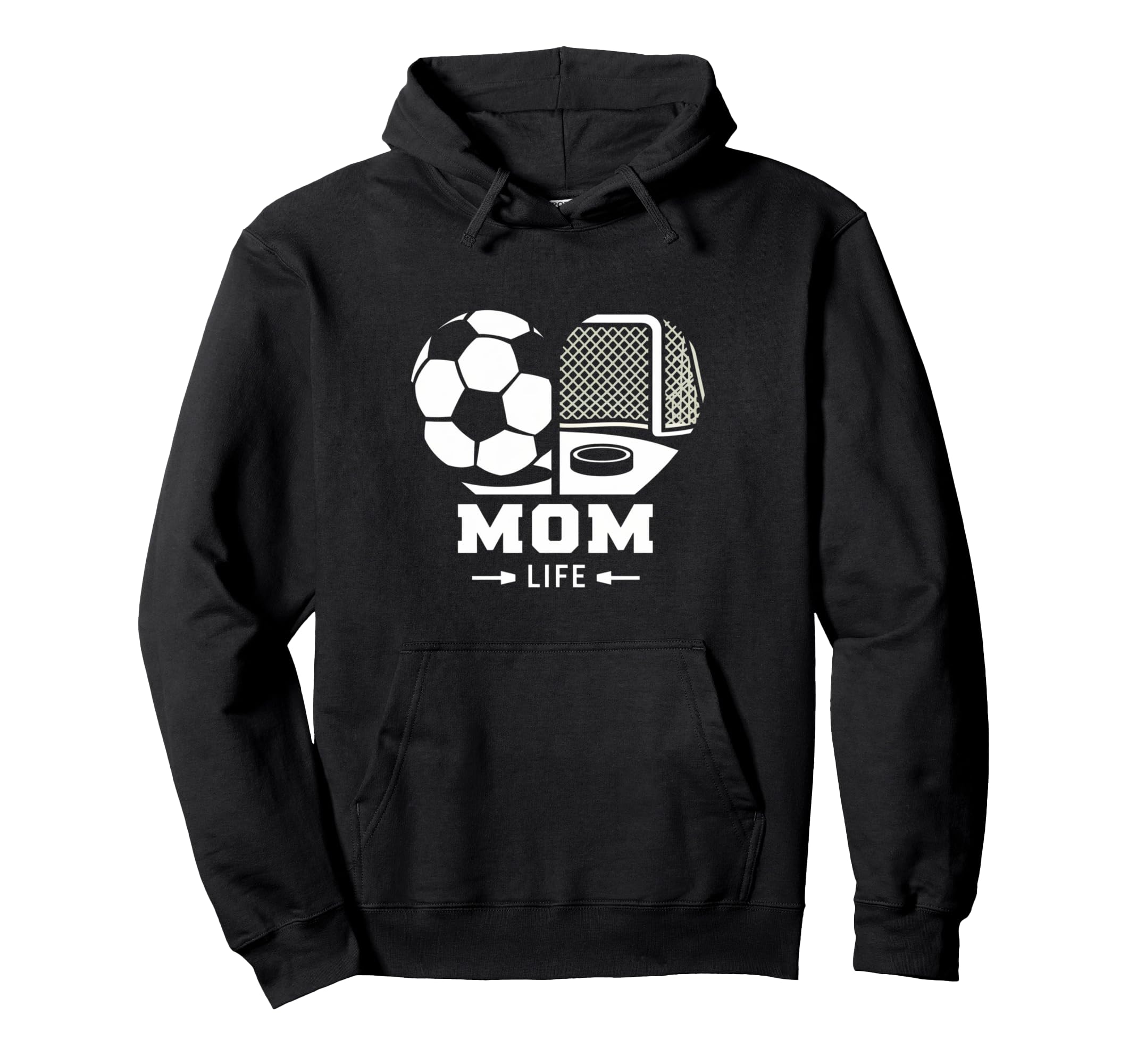 Mom Life Heart Funny Soccer Hockey Mom Hoodie - Minimalist Print for Adults - T-Shirt, Sweatshirt, Hoodie