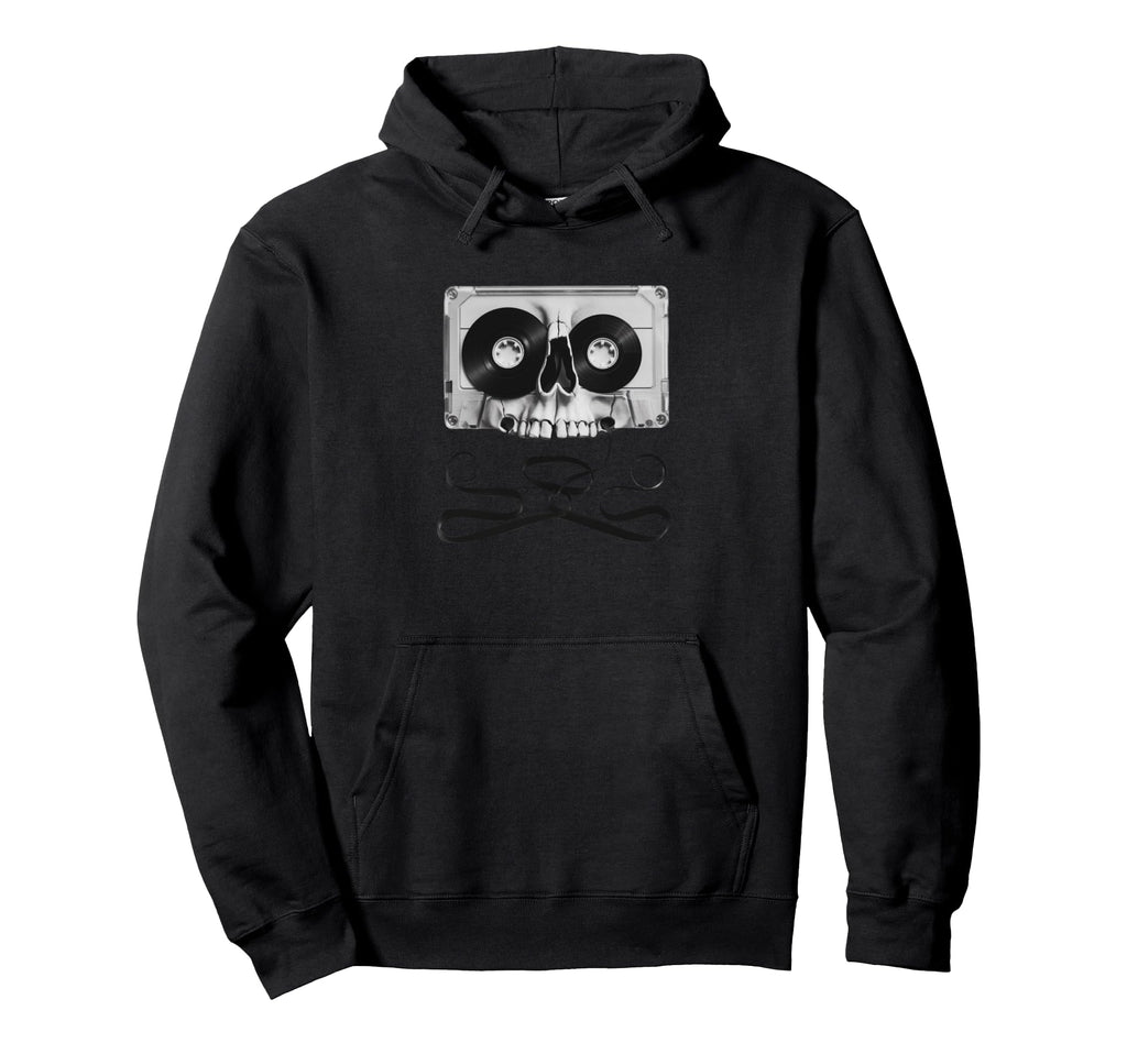 Cassette Tape Skull And Crossbones Hoodie - Trendy Graphic Unisex - T-Shirt, Sweatshirt, Hoodie