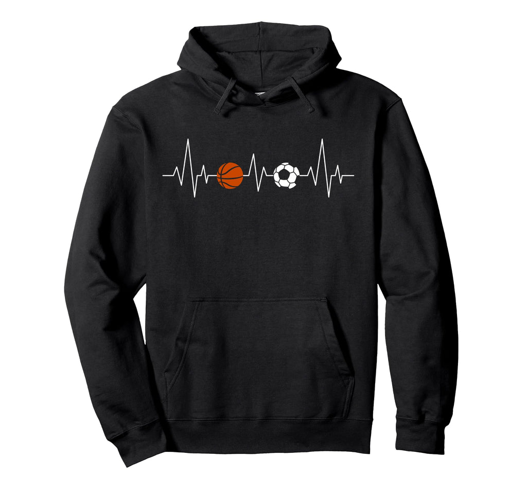 Soccer Basketball Heartbeat Funny Sport Hoodie - Minimalist Print Unisex - T-Shirt, Sweatshirt, Hoodie