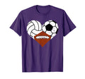 Volleyball Football Soccer Heart T-Shirt - Aesthetic Graphic for Adults - T-Shirt, Sweatshirt, Hoodie