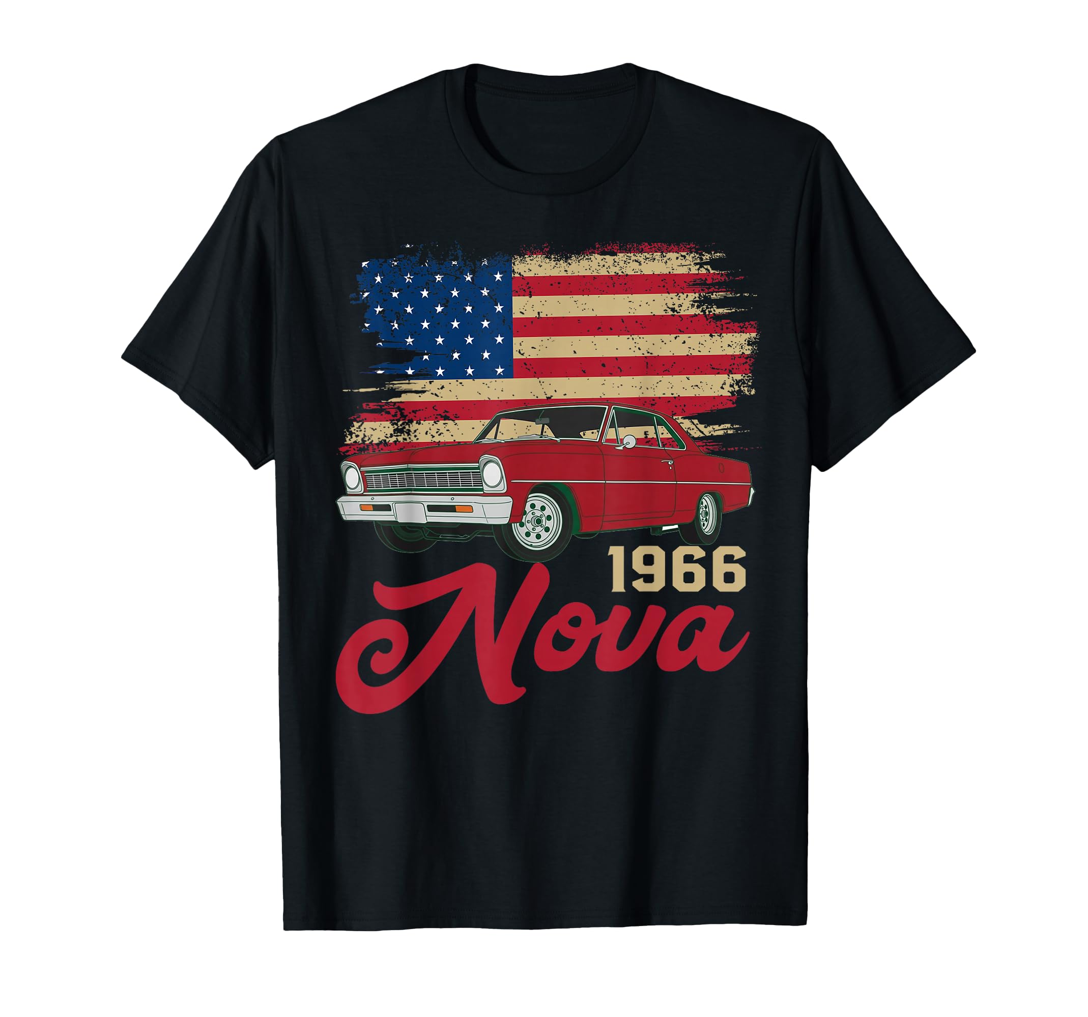 American Flag 1966 66 Nova T-Shirt - Custom Art Print for Adults - T-Shirt, Sweatshirt, Hoodie