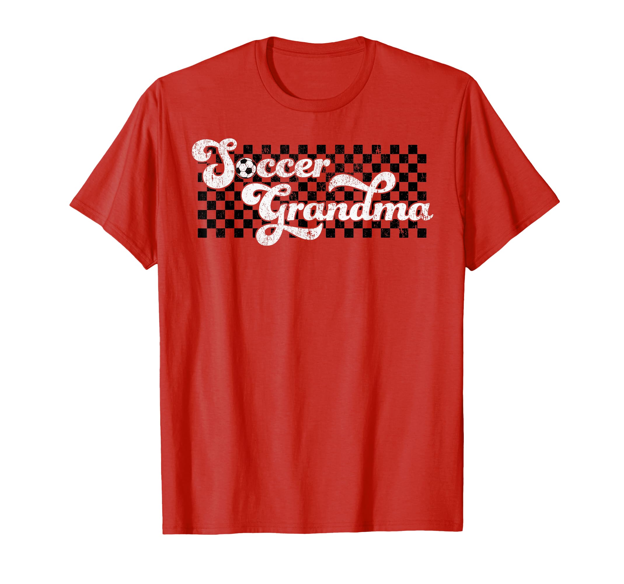 Soccer Grandma Grandmother Checkered T-Shirt - Graphic Print Unisex - T-Shirt, Sweatshirt, Hoodie