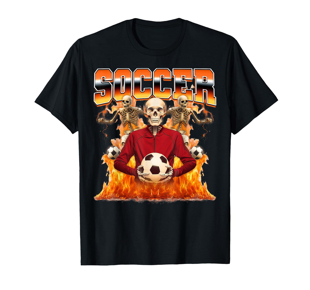 Soccer Player Skeleton 90S Bootleg T-Shirt - Unique Graphic Unisex - T-Shirt, Sweatshirt, Hoodie