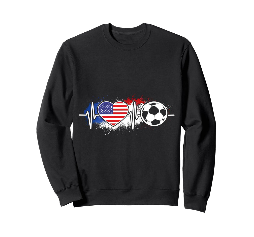 Usa Soccer Heartbeat American Sweatshirt - Aesthetic Graphic Men Women - T-Shirt, Sweatshirt, Hoodie