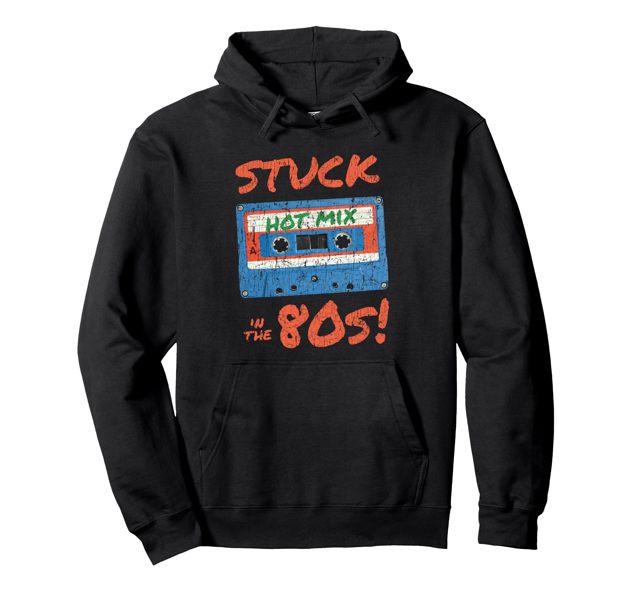 Stuck 80S Distressed Eighties Cassette Hoodie - Custom Art Print Men Women - T-Shirt, Sweatshirt, Hoodie