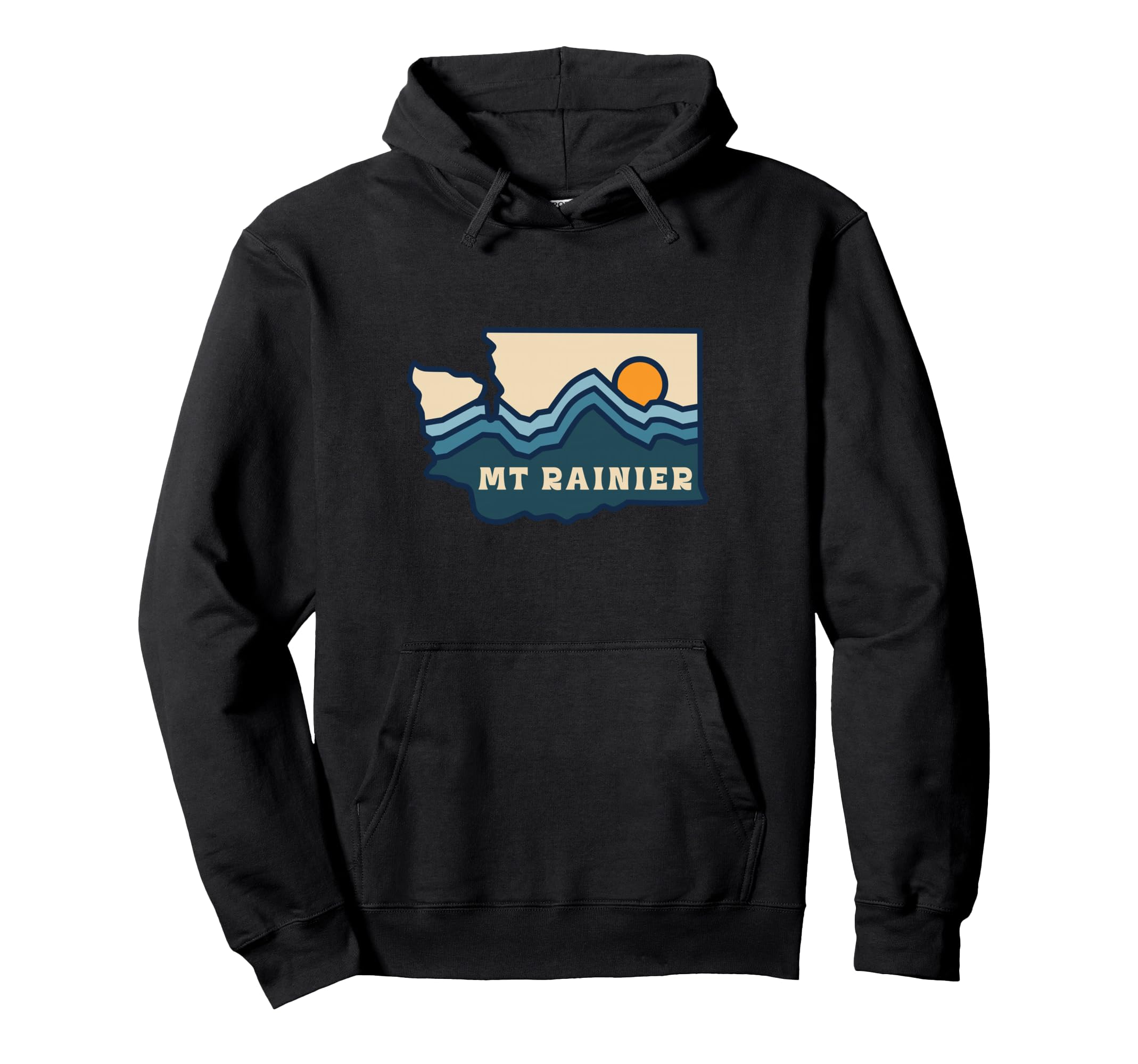 Washington State Map Line Mount Rainier Hoodie - Fun Novelty Design Unisex - T-Shirt, Sweatshirt, Hoodie