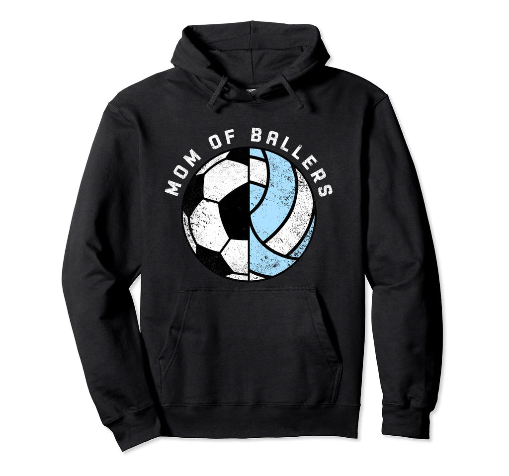 Mom Ballers Funny Soccer Volleyball Mom Hoodie - Novelty Apparel for Adults - T-Shirt, Sweatshirt, Hoodie