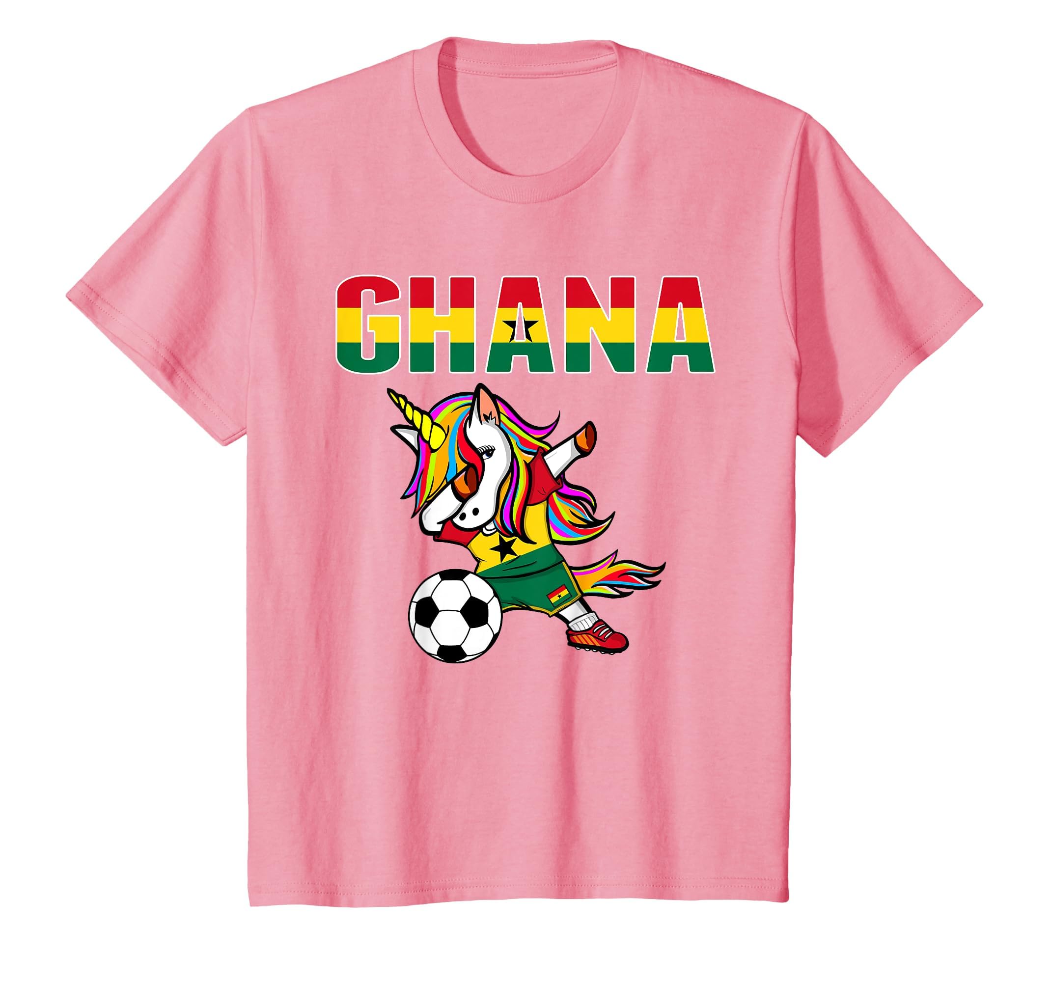 Dabbing Unicorn Ghana Soccer Fans T-Shirt - Trendy Graphic for Adults - T-Shirt, Sweatshirt, Hoodie