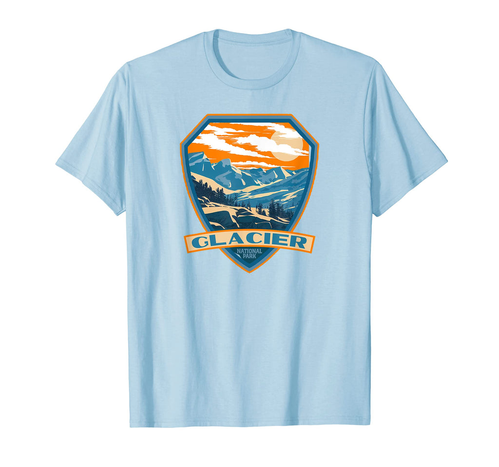 Glacier National Park Wpa Badge T-Shirt - Fun Novelty Design Men Women - T-Shirt, Sweatshirt, Hoodie