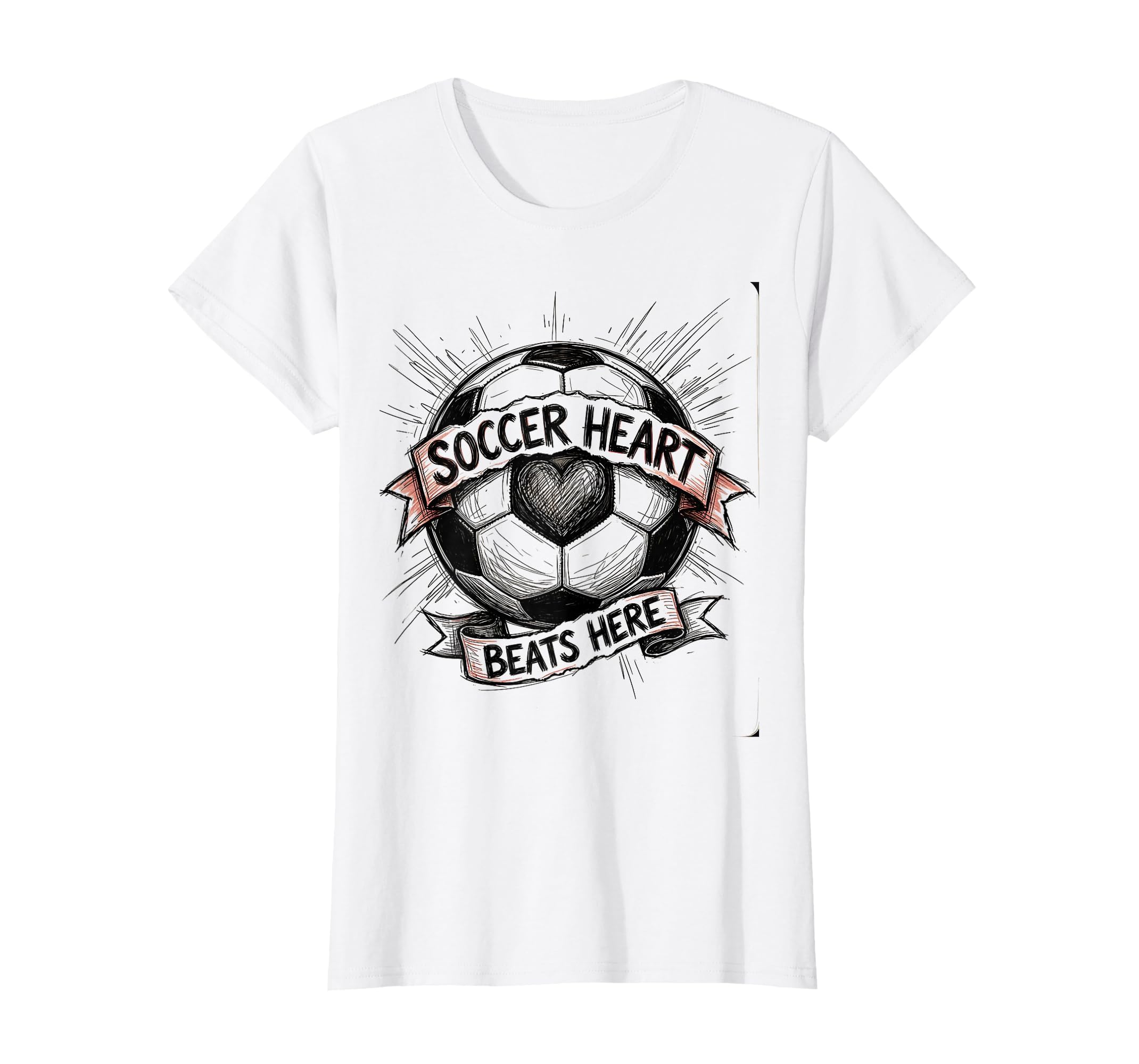 Soccer Heart Beats Here Soccer T-Shirt - Aesthetic Graphic Men Women - T-Shirt, Sweatshirt, Hoodie