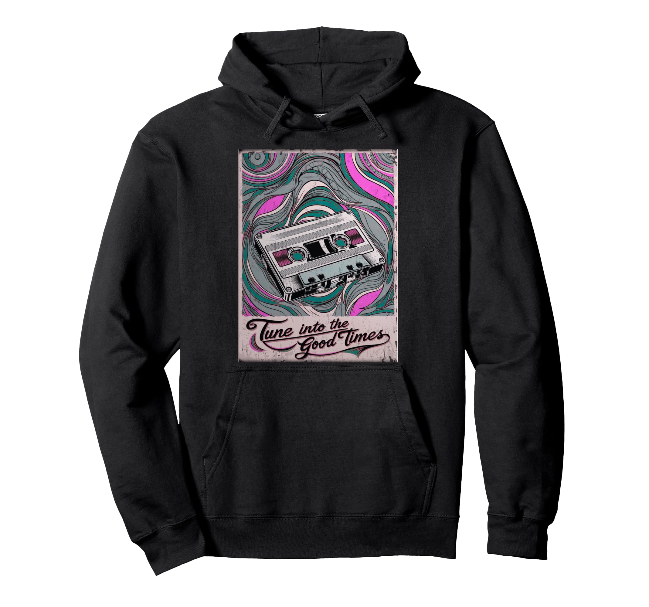 80S 90S Cassette Tape Tune Into Good Hoodie - Aesthetic Graphic Men Women - T-Shirt, Sweatshirt, Hoodie