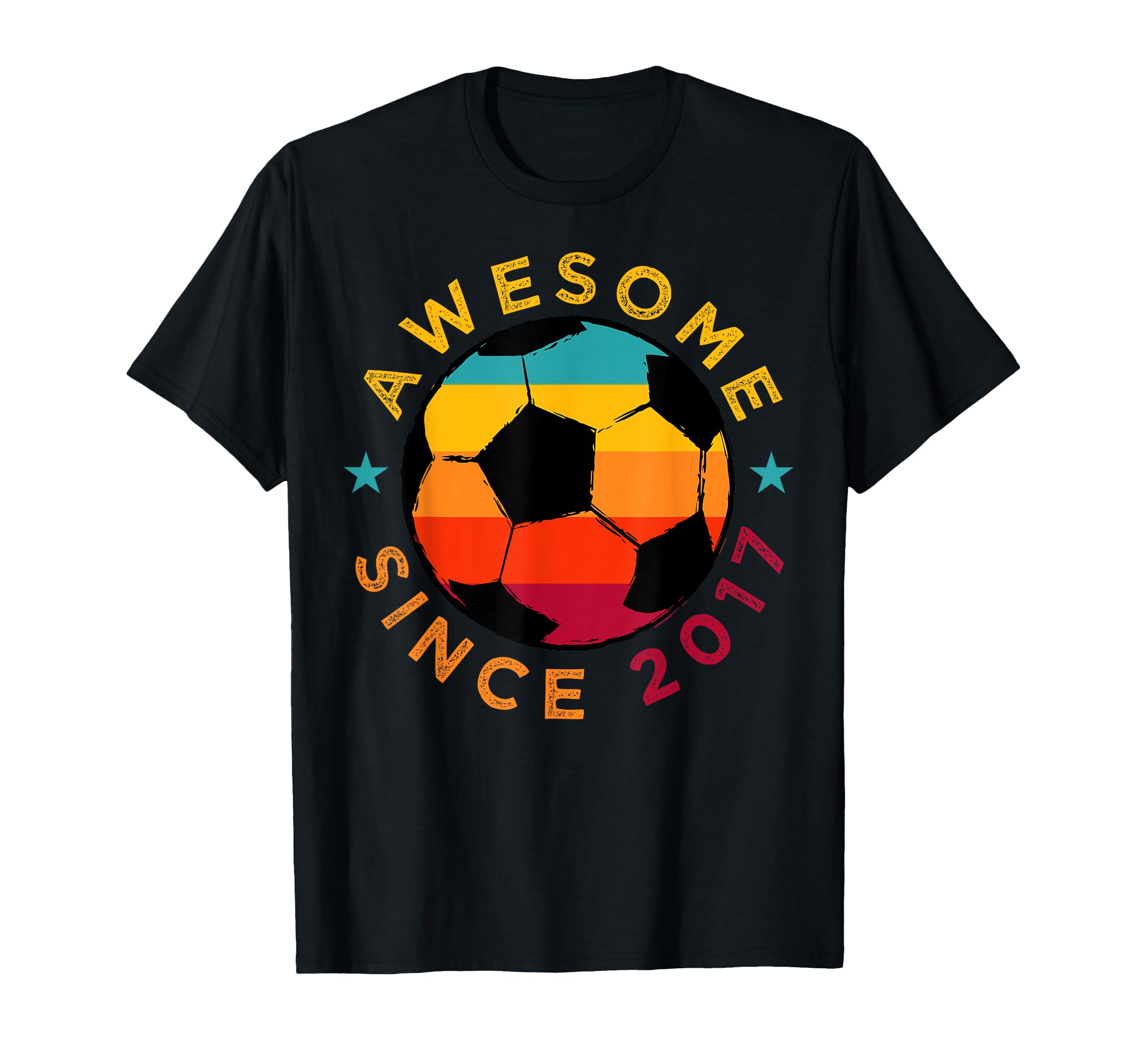 Awesome Since 2017 Soccer Birthday Party T-Shirt - Novelty Apparel Unisex - T-Shirt, Sweatshirt, Hoodie