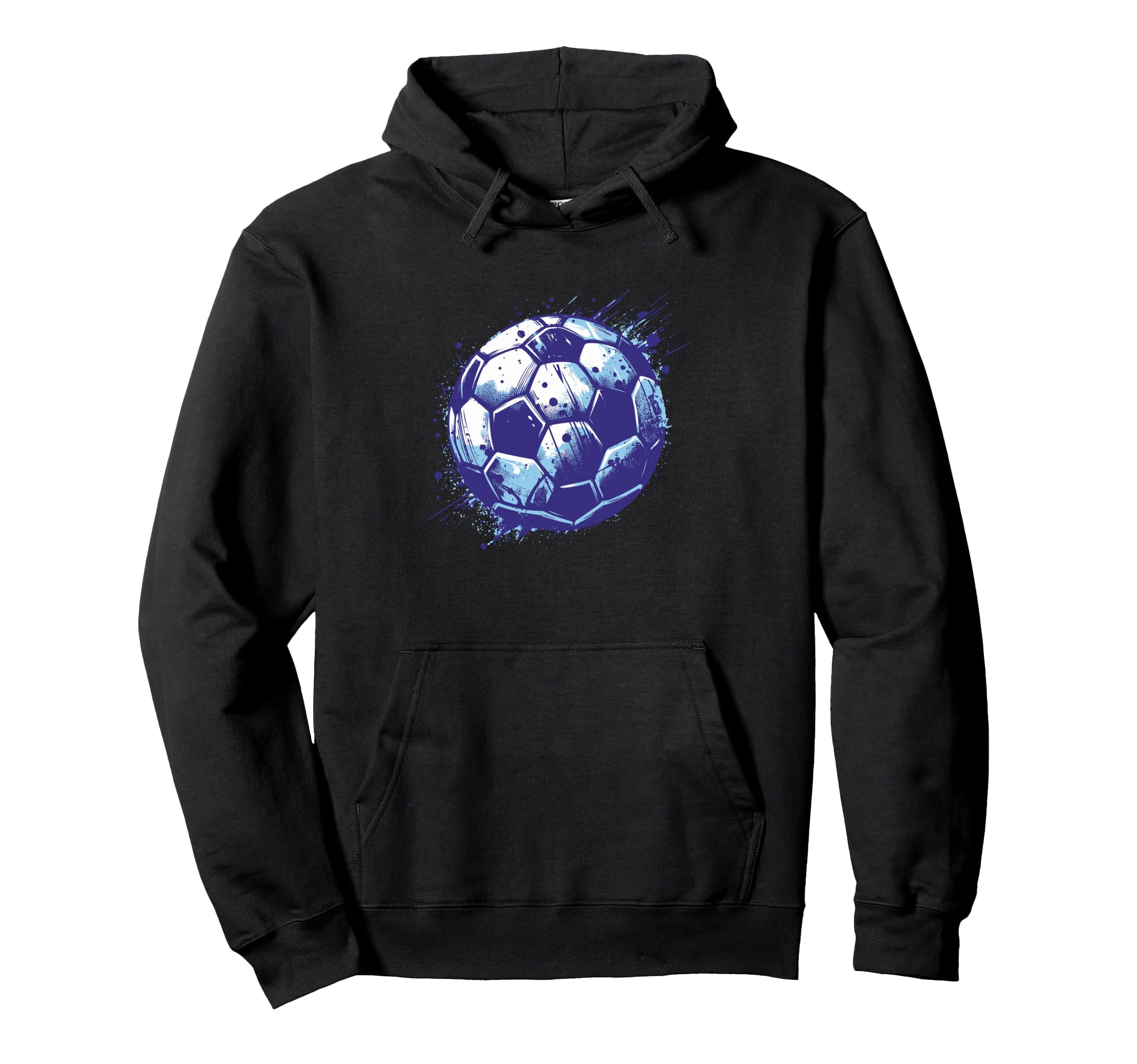 Grunge Soccer Ball Distressed Blue Hoodie - Minimalist Print for Adults - T-Shirt, Sweatshirt, Hoodie