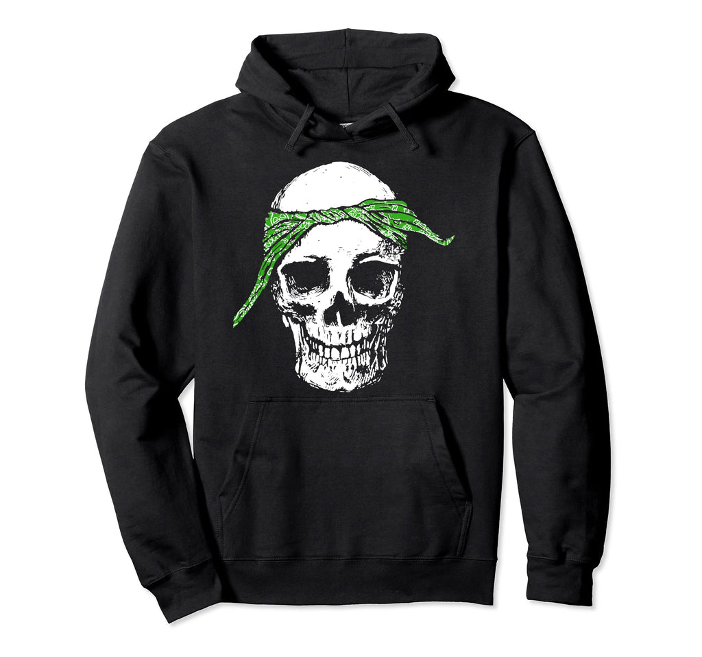 Hiphop Skull Green Do Rag Bandana Old Hoodie - Minimalist Print for Adults - T-Shirt, Sweatshirt, Hoodie
