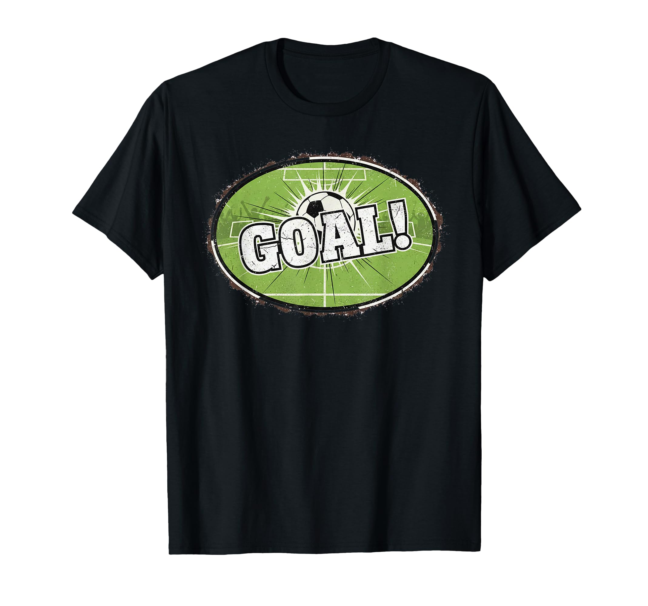 Goal Distressed Futbol Oval Soccer Logo T-Shirt - Custom Art Print Unisex - T-Shirt, Sweatshirt, Hoodie
