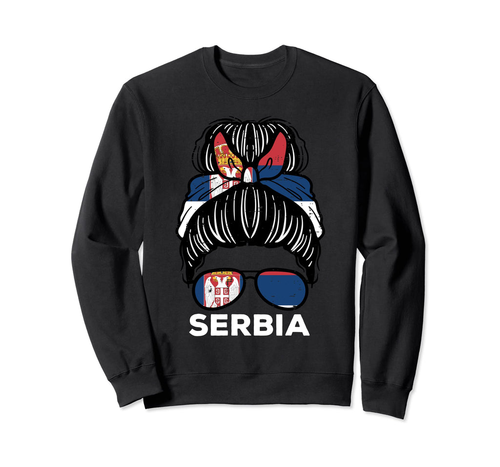 Serbia Flag Serbian Hairbun Sweatshirt - Aesthetic Graphic Men Women - T-Shirt, Sweatshirt, Hoodie