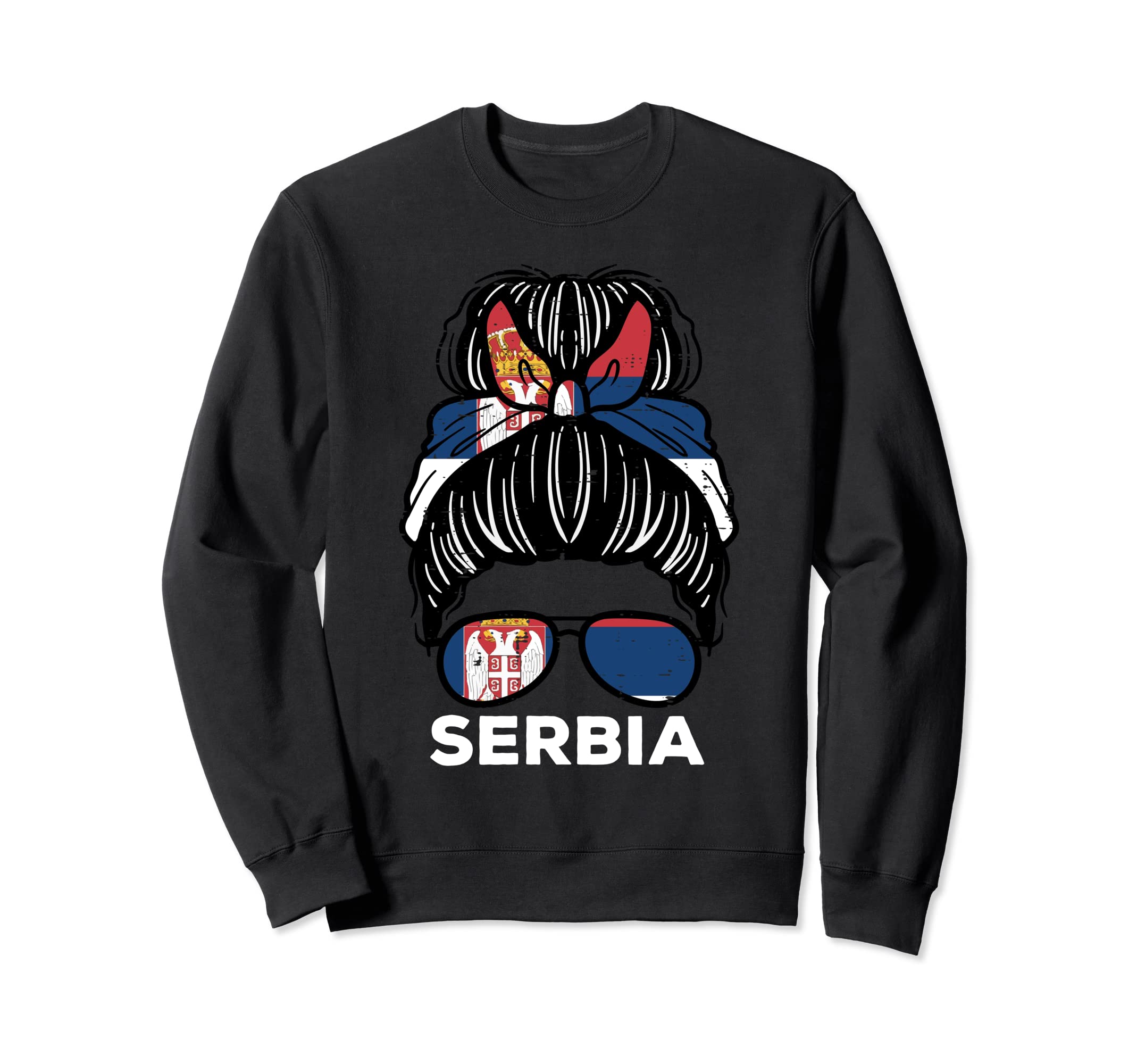 Serbia Flag Serbian Hairbun Sweatshirt - Aesthetic Graphic Men Women - T-Shirt, Sweatshirt, Hoodie