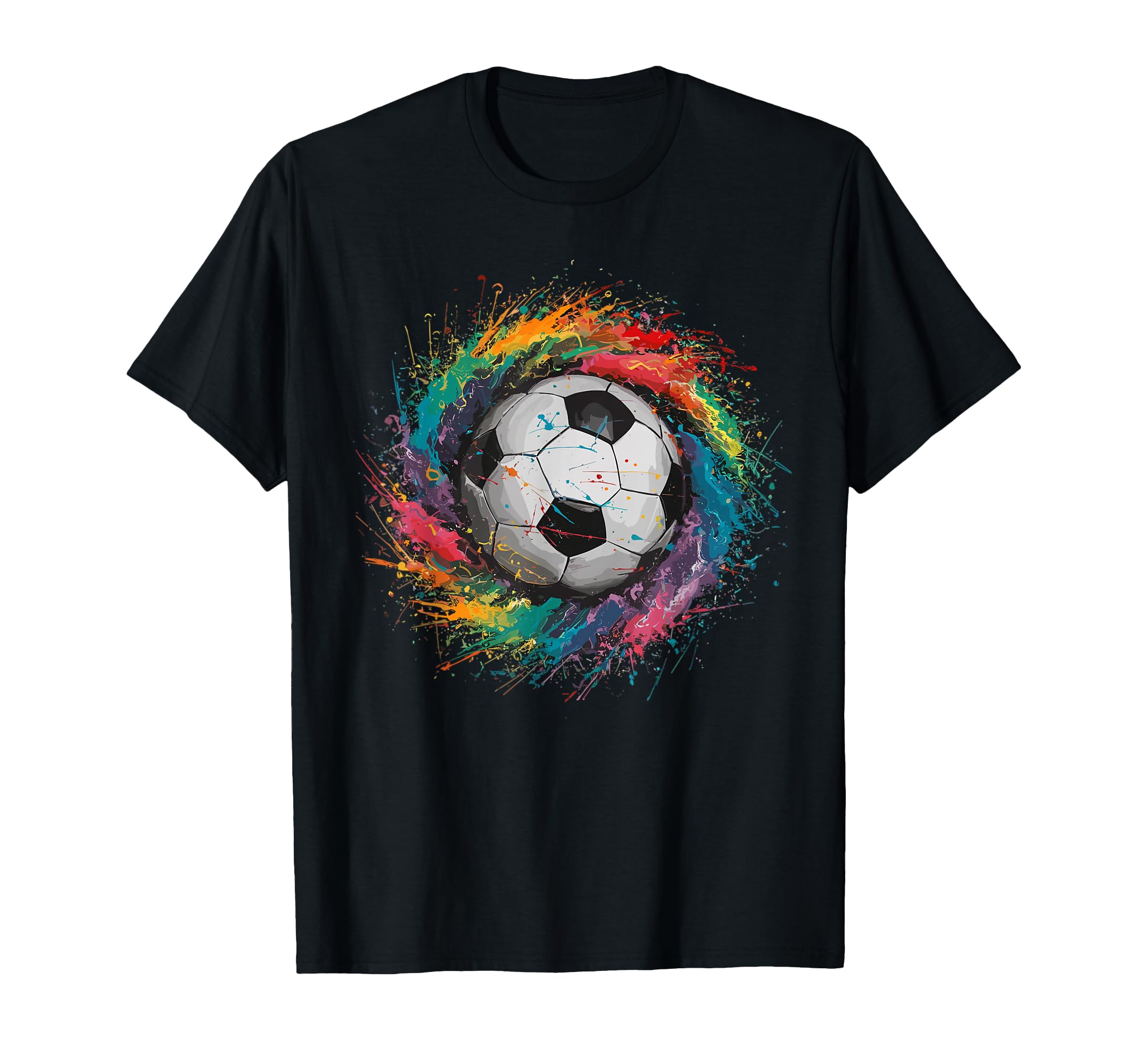 Colorful Paint Splash Soccer Ball Art T-Shirt - Trendy Graphic for Adults - T-Shirt, Sweatshirt, Hoodie
