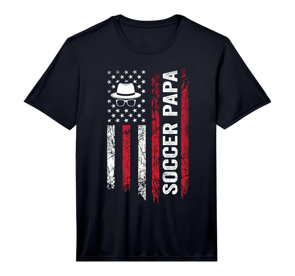 Mens Soccer Papa American Flag T-Shirt - Fun Novelty Design for Adults - T-Shirt, Sweatshirt, Hoodie