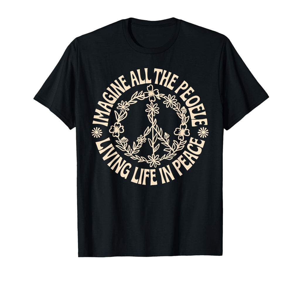Peace Flower Imagine All People Boho T-Shirt - Aesthetic Graphic Unisex - T-Shirt, Sweatshirt, Hoodie