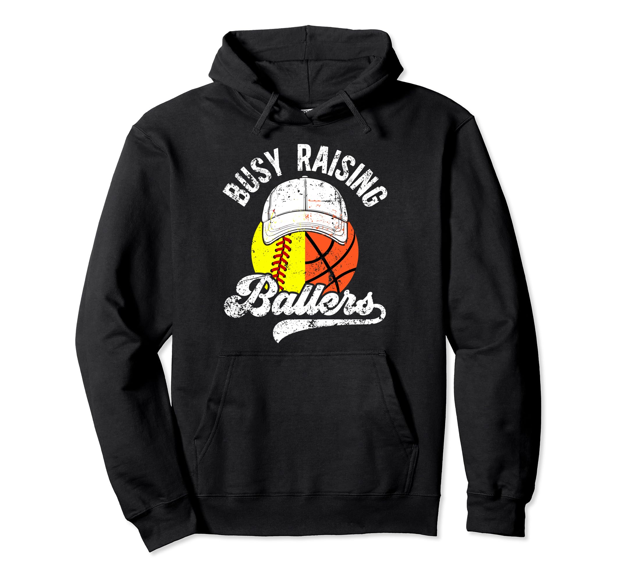 Busy Raising Ballers Basketball Softball Hoodie - Graphic Print for Adults - T-Shirt, Sweatshirt, Hoodie