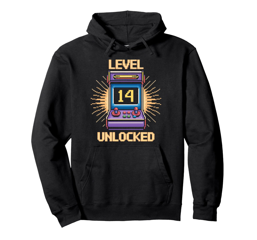 Level 14 Unlock Birthday Gamer 14 Hoodie - Minimalist Print for Adults - T-Shirt, Sweatshirt, Hoodie